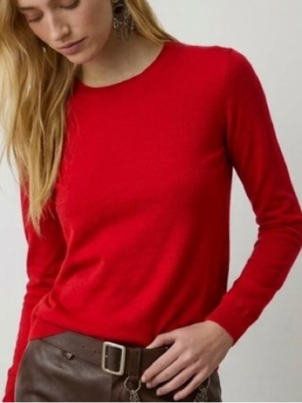 Ralph Lauren Purple Label Red Cashmere Crewneck Sweater. Size S